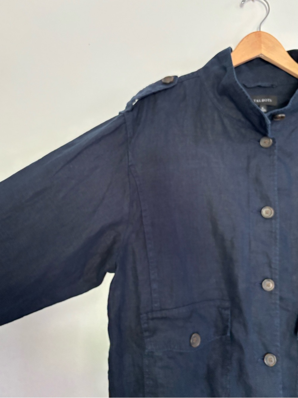 Talbots Women’s Navy Blue 100% Linen Button Front Utility Field Jacket XL - Picture 6 of 16